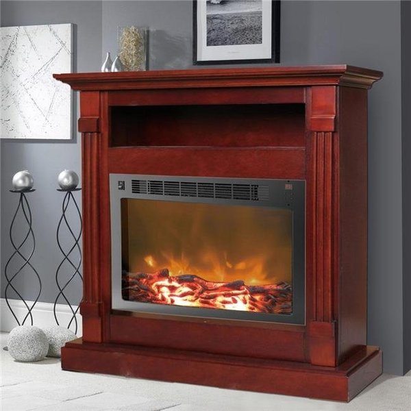 Cambridge Cambridge CAM3437-1MAHLED 34 x 10 x 37 in. Fireplace Mantel with LED Electric Insert; Mahogany CAM3437-1MAHLED